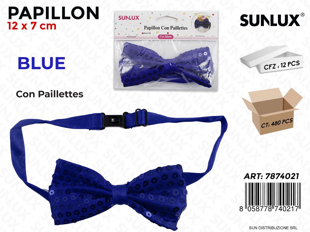 PAPILLON BLU CON PAILLETTES 12*7CM /PZ DA 12**