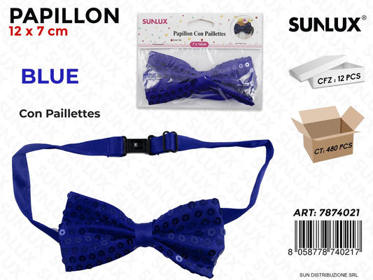 PAPILLON BLU CON PAILLETTES 12*7CM /PZ DA 12**