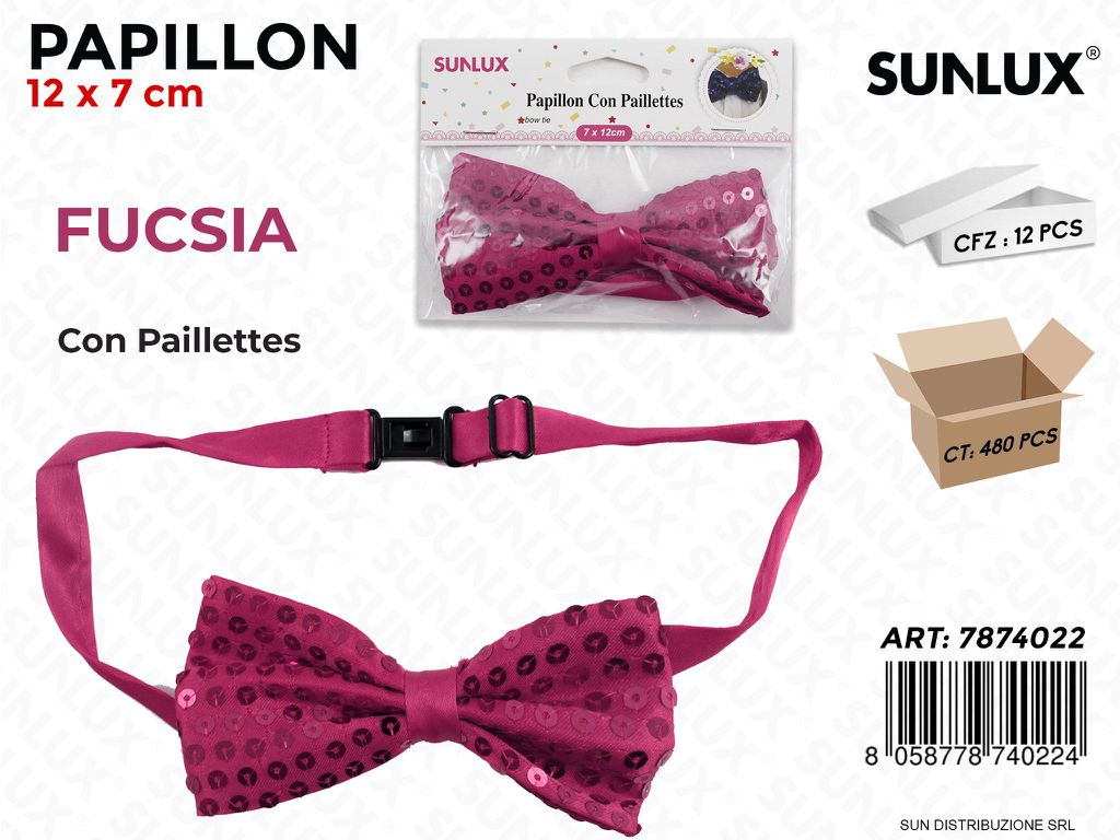 PAPILLON FUCSIA CON PAILLETTES 12*7CM /PZ DA 12**