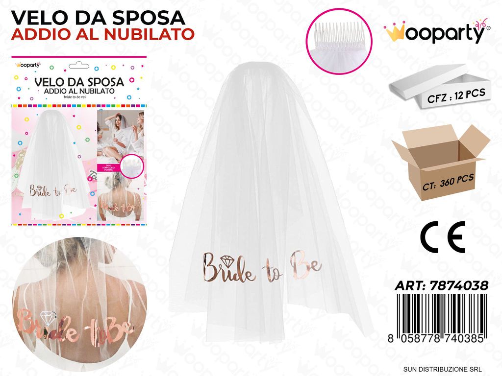 VELO DA SPOSA ADDIO AL NUBILATO BRIDE TO BE /PZ DA 12**