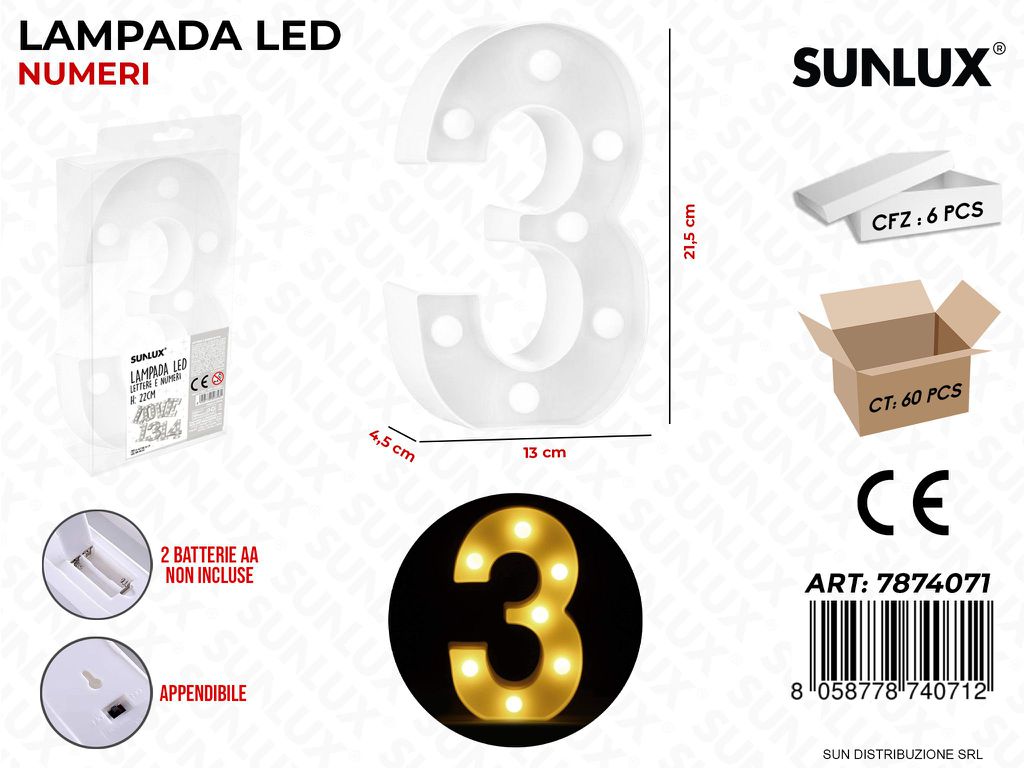 Lampada a Led N.3 13*21.5*4.5CM