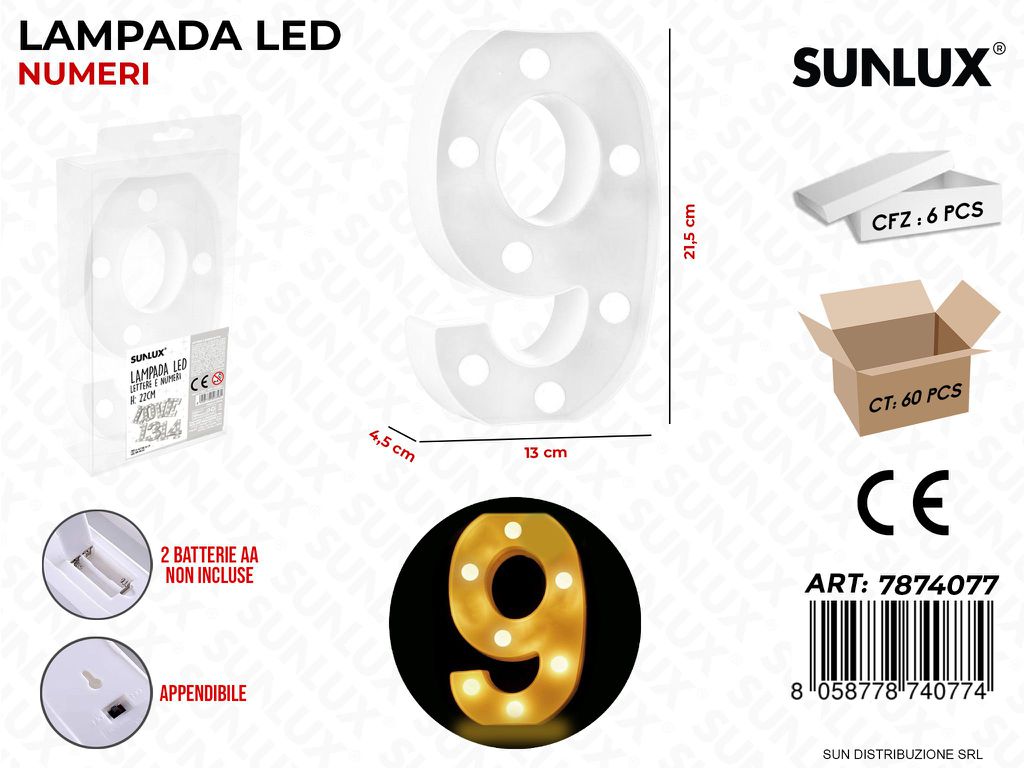 Lampada a Led N.9 13*21.5*4.5CM