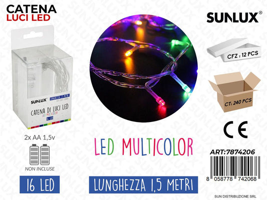 Catena Luci Led Multicolor 16LED 1.5MT