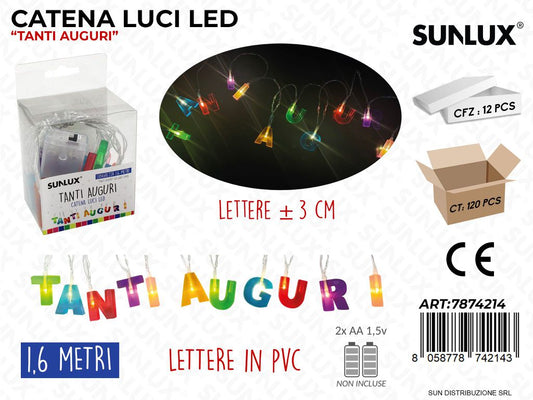 Catena Luci Led Tanti Auguri 3CM*1.6MT