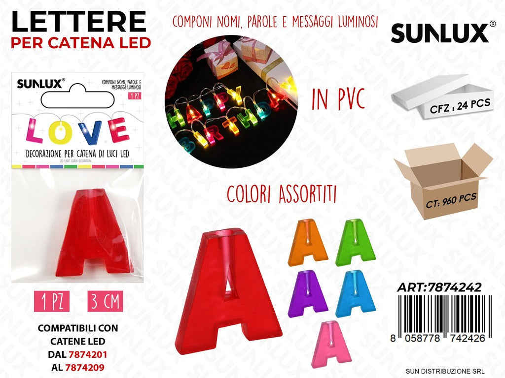 Lettera a per Catena di Luci Led Col. Ass. 3CM