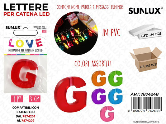 Lettera G per Catena di Luci Led Col. Ass. 3CM
