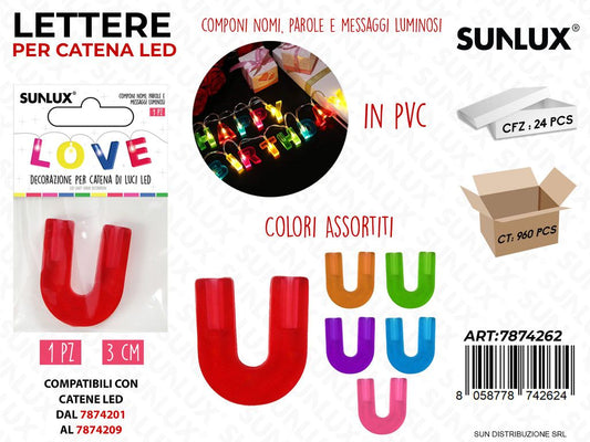 Lettera U per Catena di Luci Led Col. Ass. 3CM