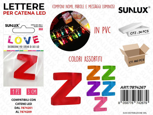 Lettera Z per Catena di Luci Led Col. Ass. 3CM