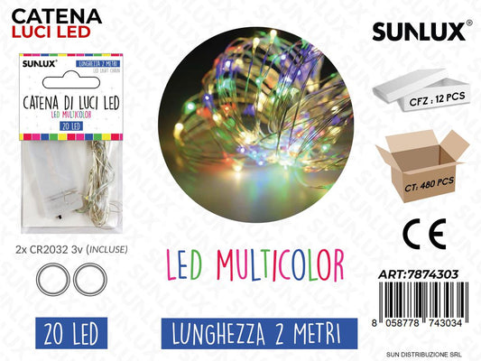 Catena Luci Led Multicolor 20LED 2MT