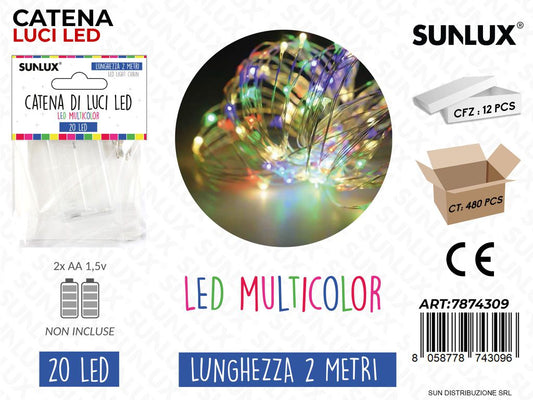Catena Luci Led Multicolor 20LED 2MT