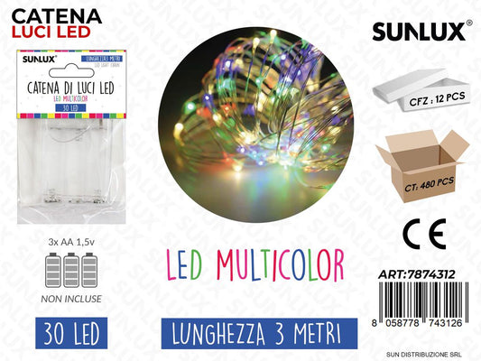Catena Luci Led Multicolor 30LED 3MT