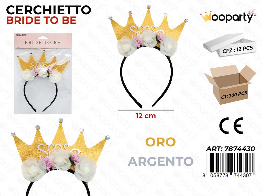 CERCHIETTO BRIDE TO BE 12CM /PZ DA 12**