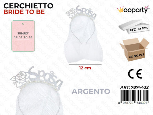 CERCHIETTO BRIDE TO BE ARG. 12CM /PZ DA 12**