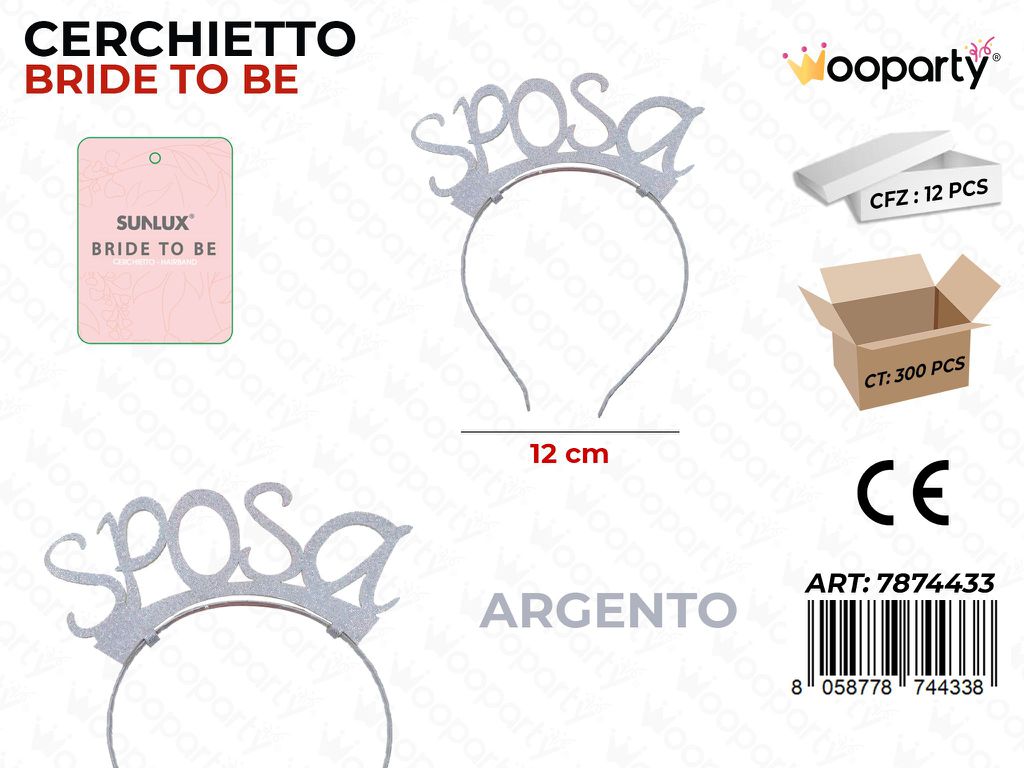 CERCHIETTO BRIDE TO BE ARG. 12CM /PZ DA 12**