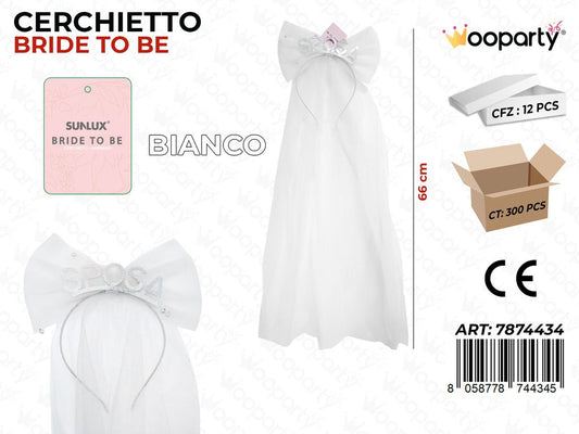 CERCHIETTO BRIDE TO BE BIA. 66CM /PZ DA 12**