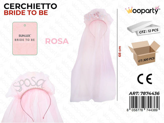 CERCHIETTO BRIDE TO BE ROSA 68CM /PZ DA 12**