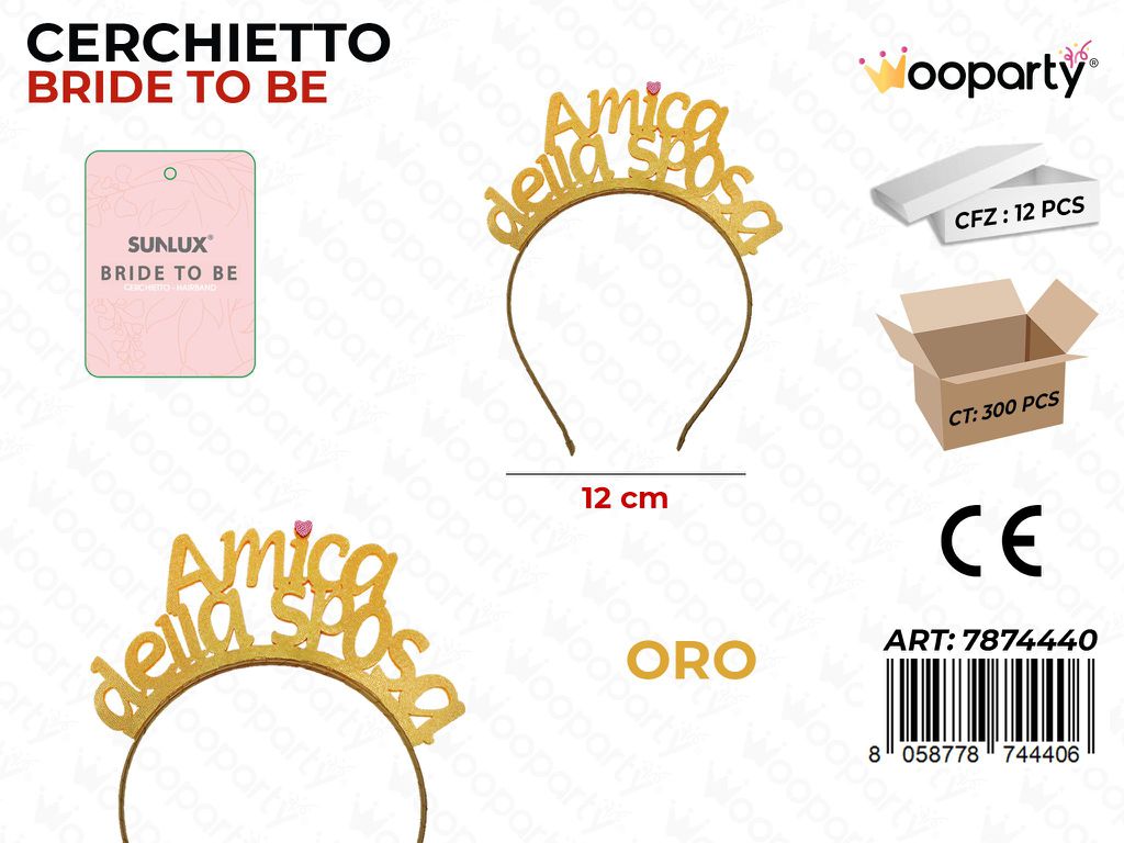 CERCHIETTO BRIDE TO BE ORO 12CM /PZ DA 12**