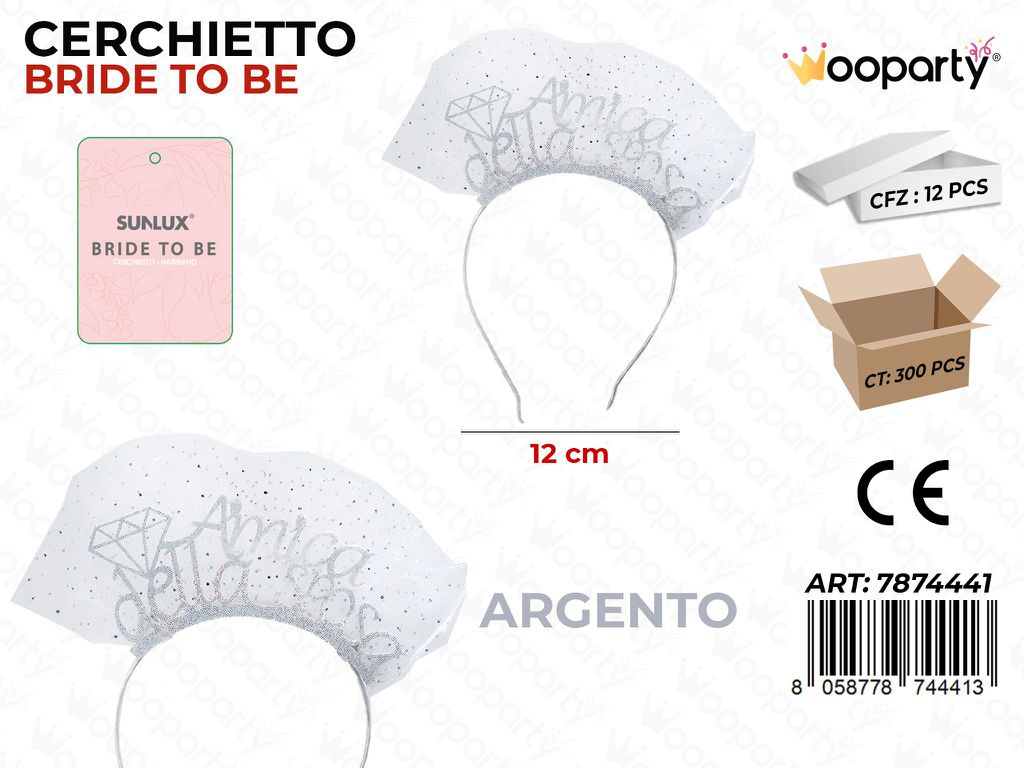 CERCHIETTO BRIDE TO BE ARG. 12CM /PZ DA 12**
