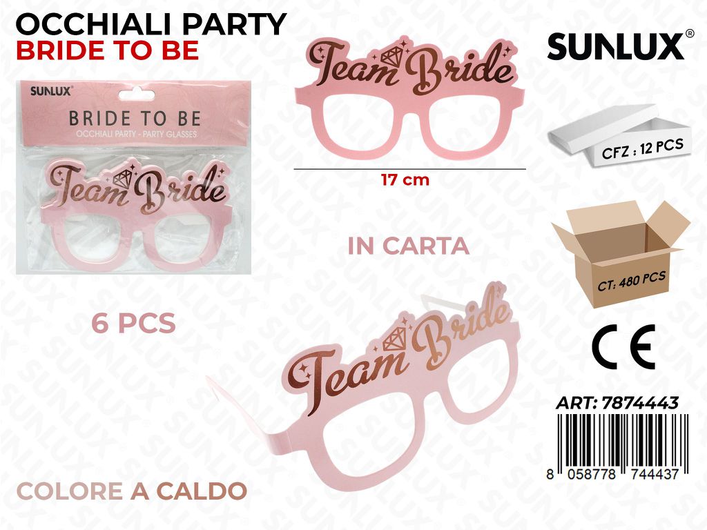 OCCHIALI PARTY BRIDE TO BE 6PCS 17CM / PZ DA 12**