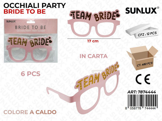 OCCHIALI PARTY BRIDE TO BE 6PCS 17CM / PZ DA 12**