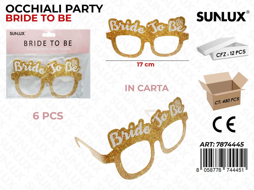 OCCHIALI PARTY BRIDE TO BE 6PCS 17CM / PZ DA 12**