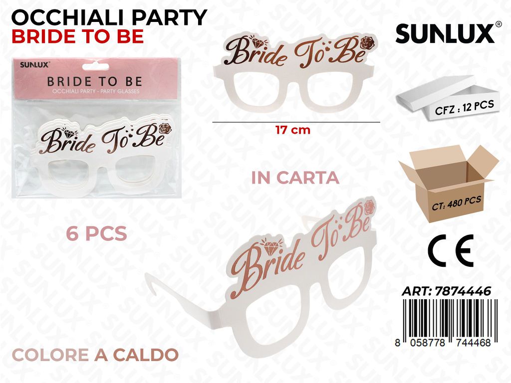 OCCHIALI PARTY BRIDE TO BE 6PCS 17CM / PZ DA 12**