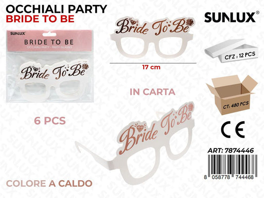 OCCHIALI PARTY BRIDE TO BE 6PCS 17CM / PZ DA 12**