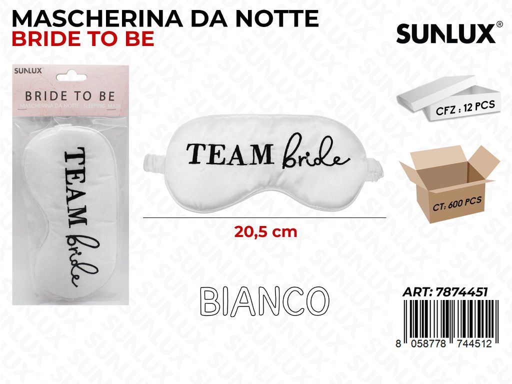MASCHERINA DA NOTTE BRIDE TO BE BIA. 20.5CM/PZ DA