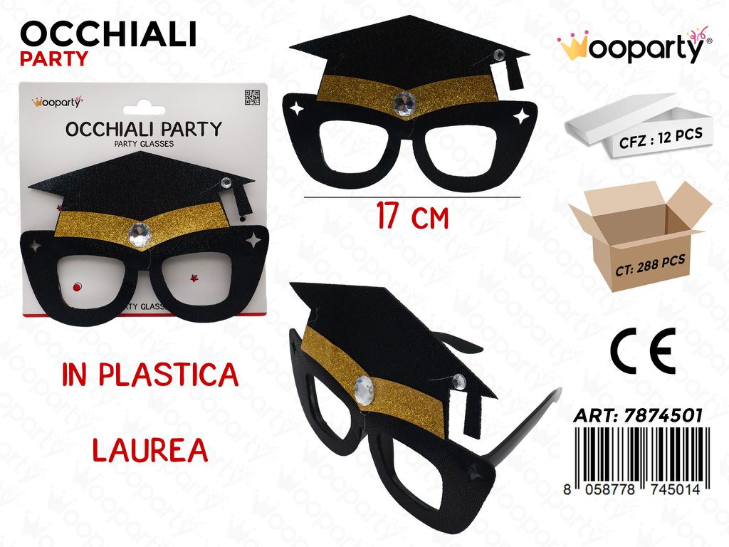 OCCHIALI PARTY LAUREA PLAST. 17CM