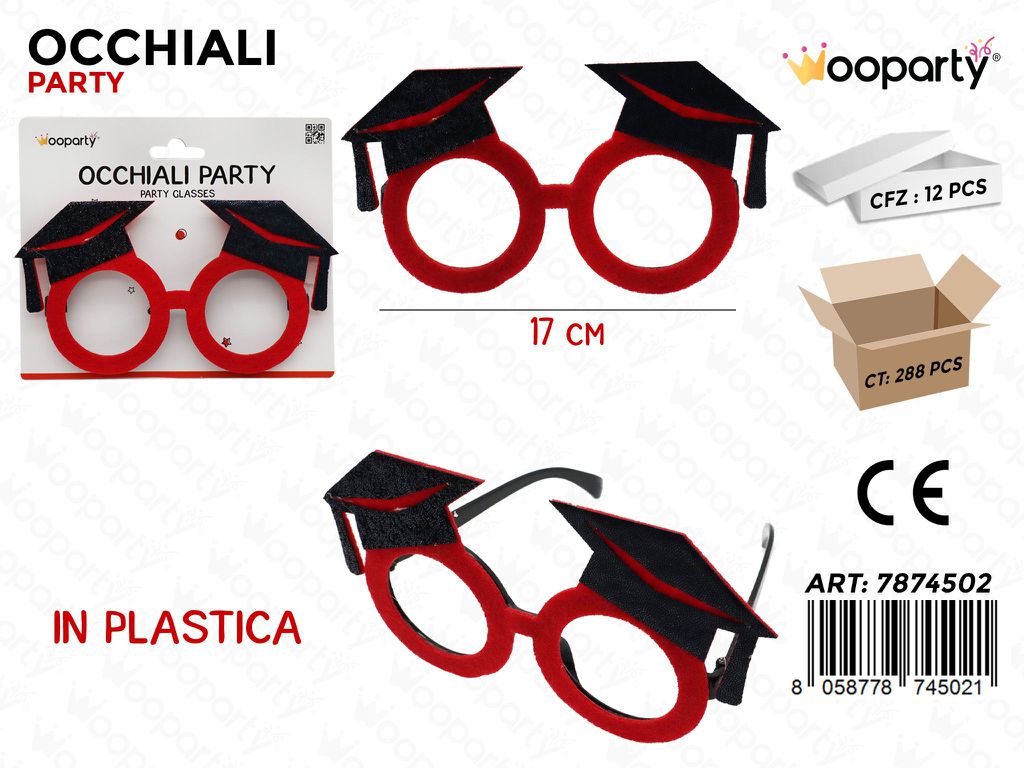 OCCHIALI PARTY LAUREA 17CM