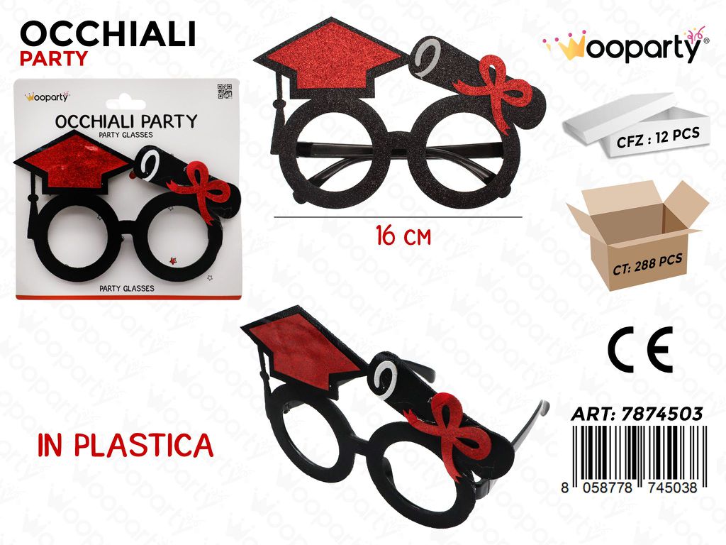 OCCHIALI PARTY LAUREA 16CM