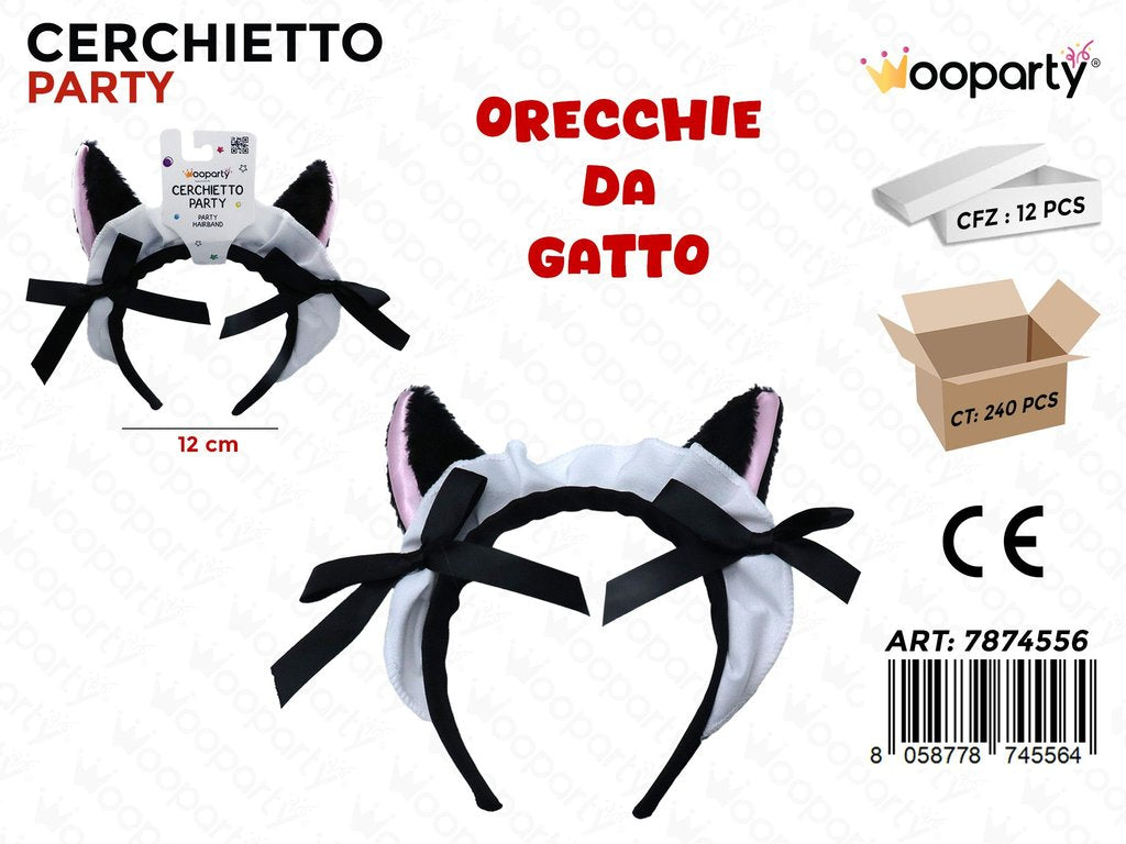 CERCHIETTO ORECCHIE GATTO 12CM