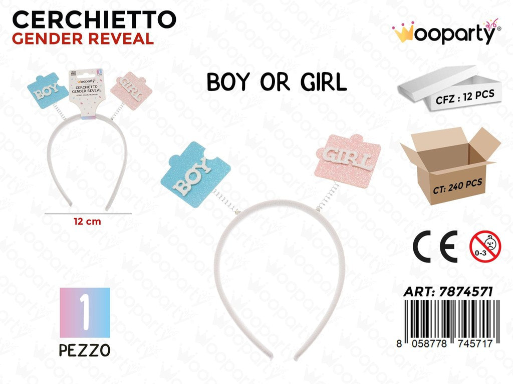 CERCHIETTO GENDER REVEAL 12CM