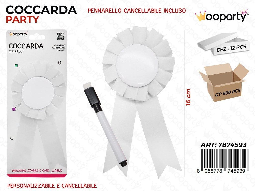 COCCARDA PERS. BIANCO 16CM