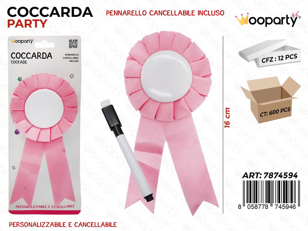 COCCARDA PERS. ROSA 16CM