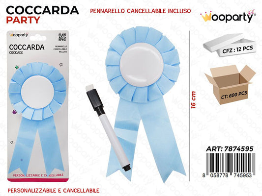 COCCARDA PERS. AZZURRO 16CM