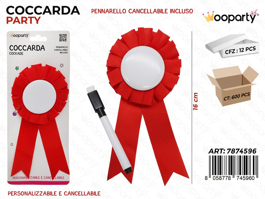 COCCARDA PERS. ROSSO 16CM