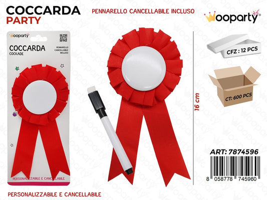 COCCARDA PERS. ROSSO 16CM