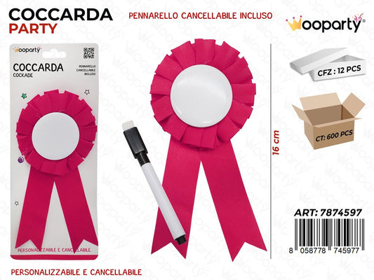 COCCARDA PERS. FUCSIA 16CM
