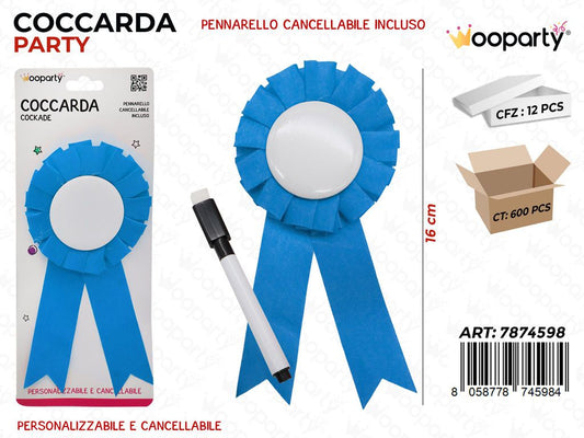 COCCARDA PERS. BLU 16CM