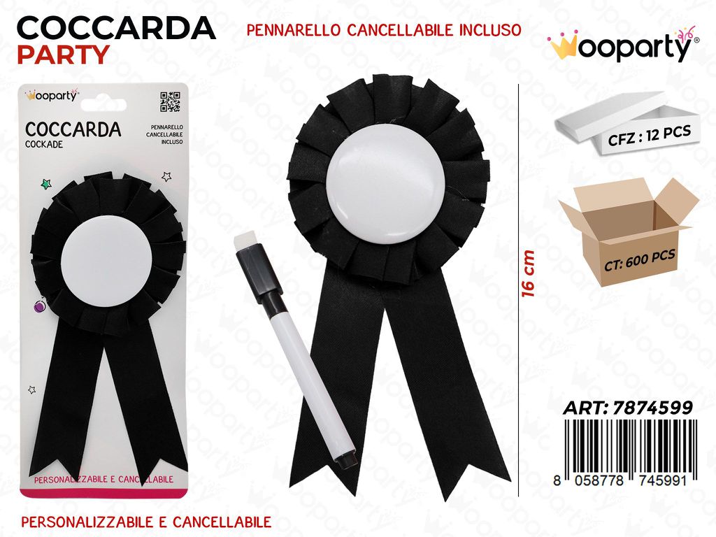 COCCARDA PERS. NERO 16CM