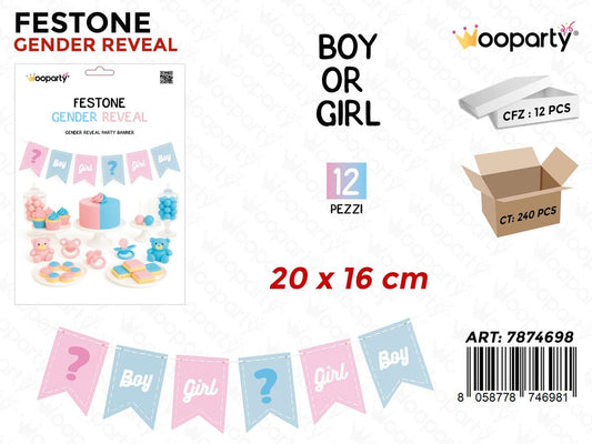 FESTONE GENDER REVEAL 12PCS 20*16CM