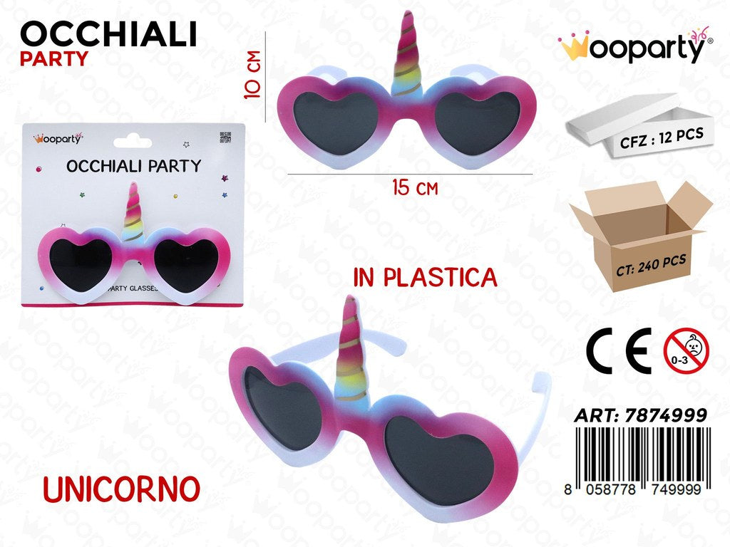 OCCHIALI PARTY UNICORNO 15*10CM