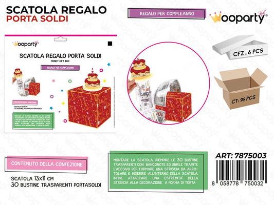 SCATOLA COMPL. REGALO PORTASOLDI 13*11CM /PZ DA 6**