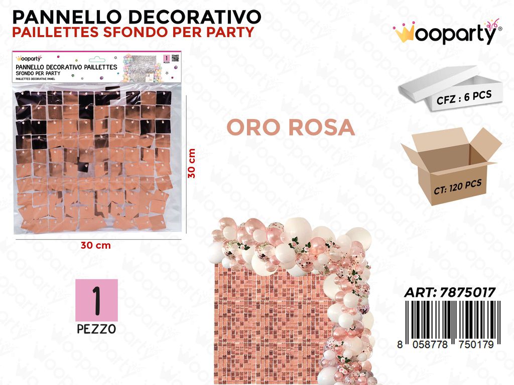 PANNELLO DEC. PARTY ORO ROSA 30*30CM