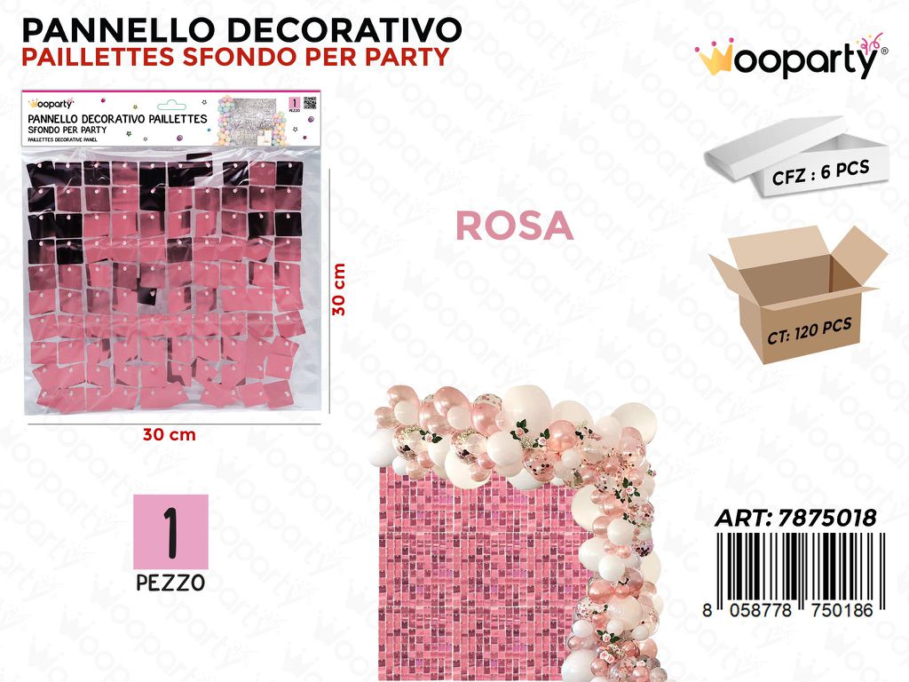 PANNELLO DEC. PARTY ROSA 30*30CM