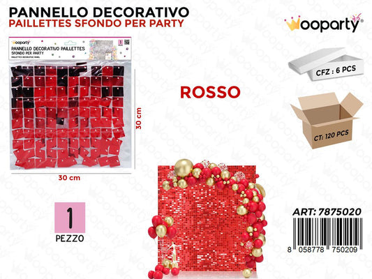 PANNELLO DEC. PARTY ROSSO 30*30CM