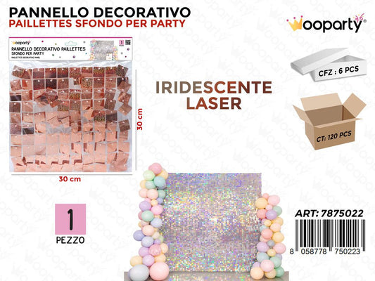PANNELLO DEC. PARTY IRIDESC. LASER 30*30CM