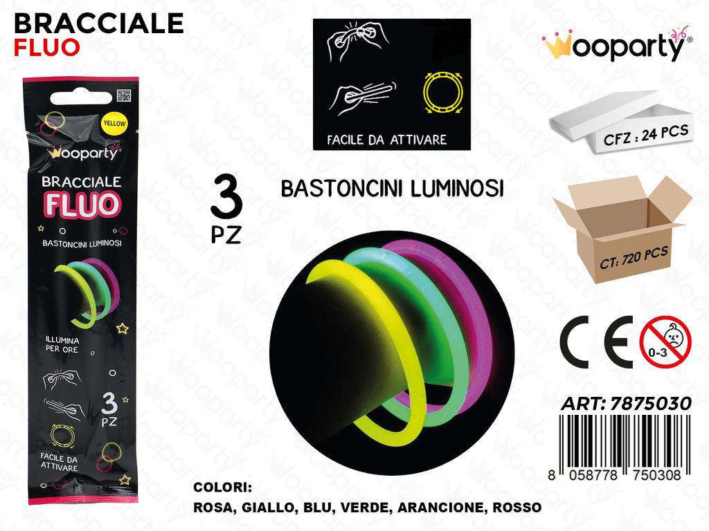 BRACCIALE FLUO COL. ASS. 3PCS