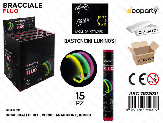 BRACCIALE FLUO COL. ASS. 15PCS